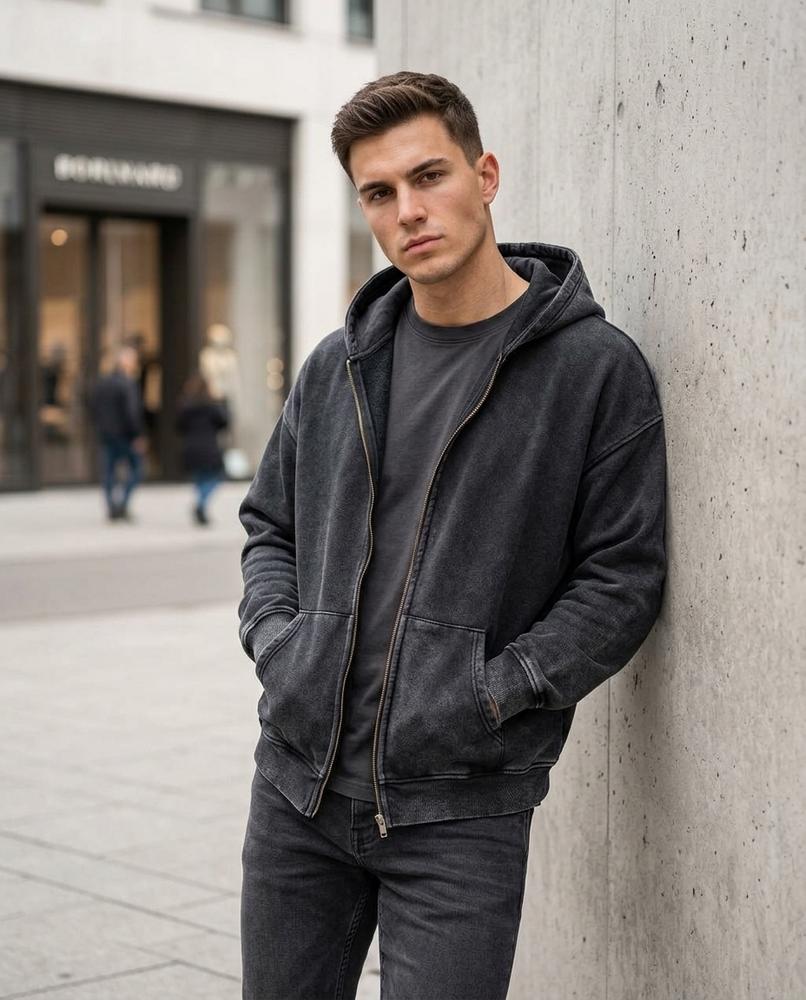 Statement Street - Yiben | Gewaschener Lockerer Hoodie Herren