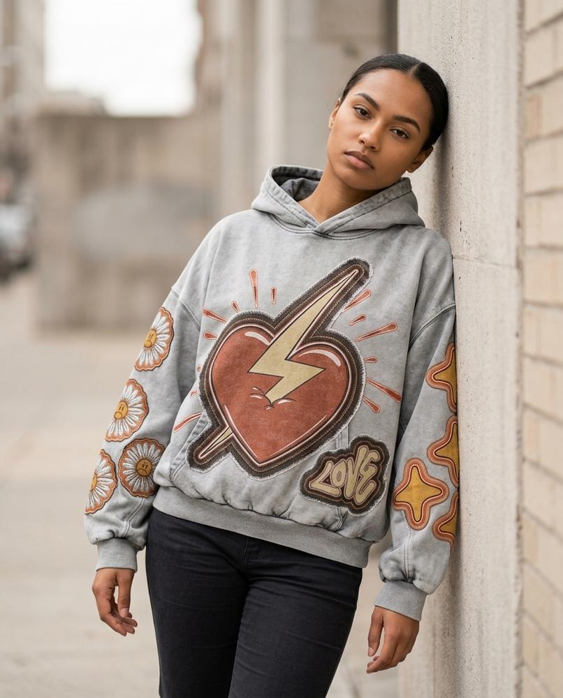 Statement Street - Sesin | Applizierter Gewaschener Hoodie Unisex