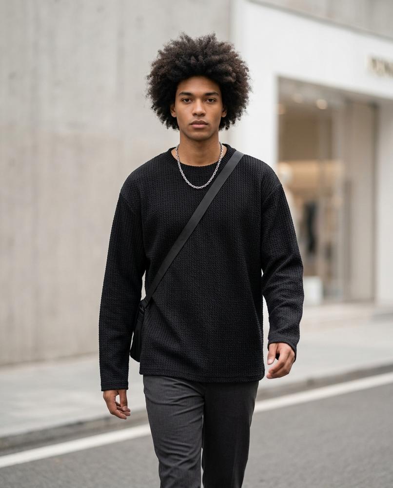 Statement Street - Timer | Strukturiert Langärmliger Pullover Unisex