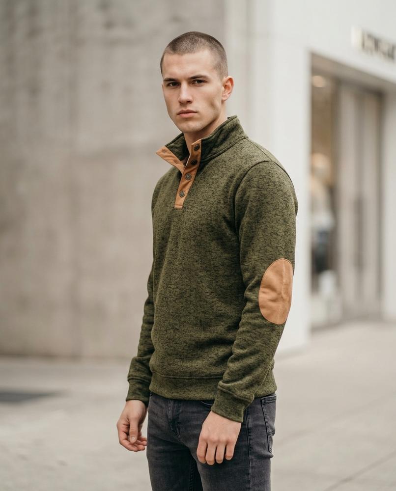 Statement Street - Arsin | Melierter Geknöpfter Pullover Herren