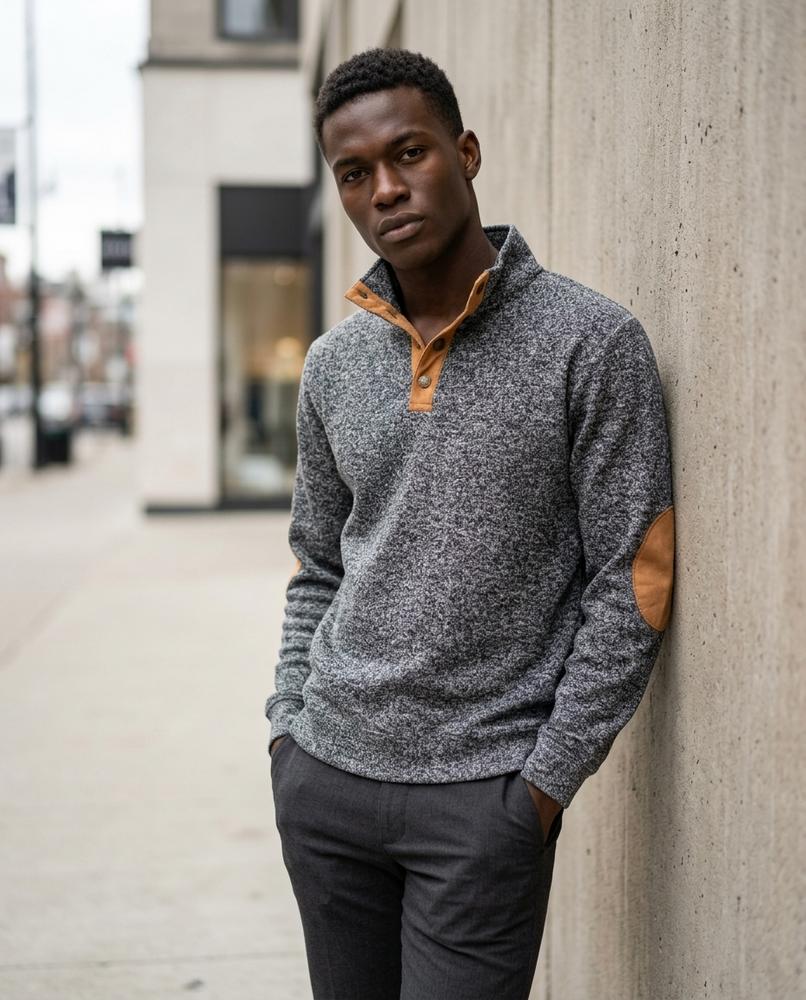 Statement Street - Arsin | Melierter Geknöpfter Pullover Herren
