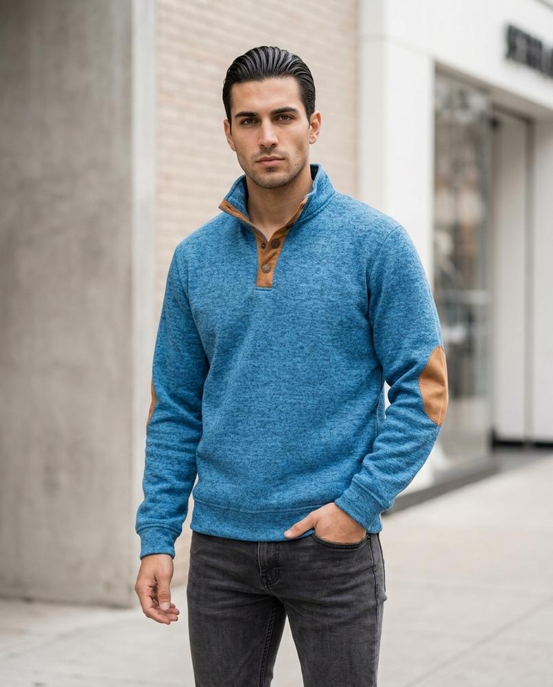 Statement Street - Arsin | Melierter Geknöpfter Pullover Herren