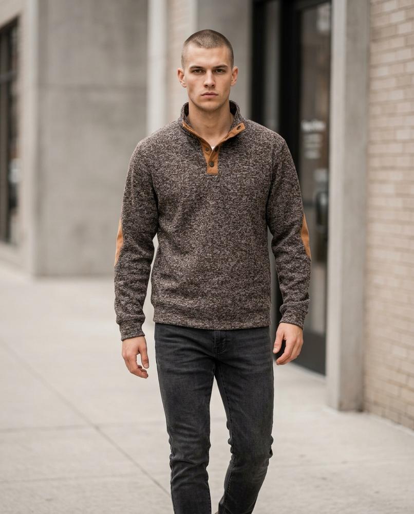 Statement Street - Arsin | Melierter Geknöpfter Pullover Herren