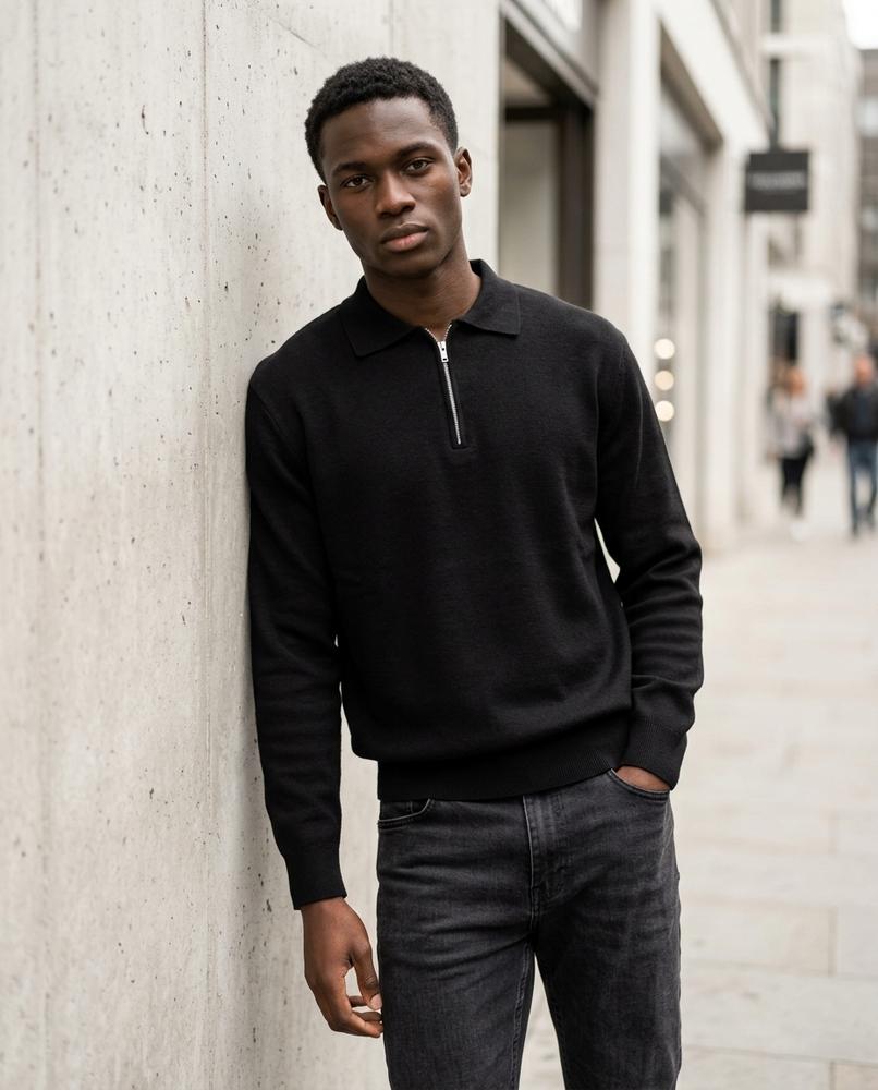 Statement Street - Nikar | Gezipter Gestrickter Pullover Herren