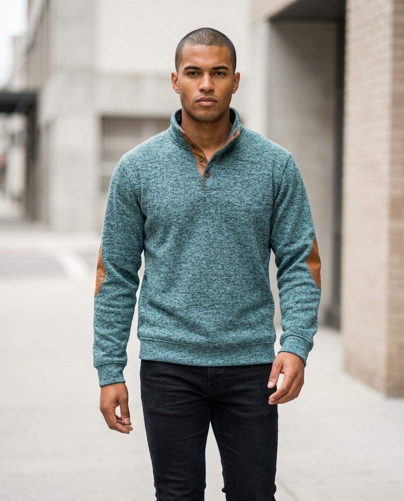 Statement Street - Arsin | Melierter Geknöpfter Pullover Herren