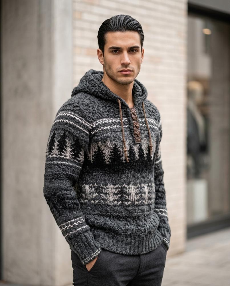 Statement Street - Corev | Strukturiert Gemustert Hoodie Herren