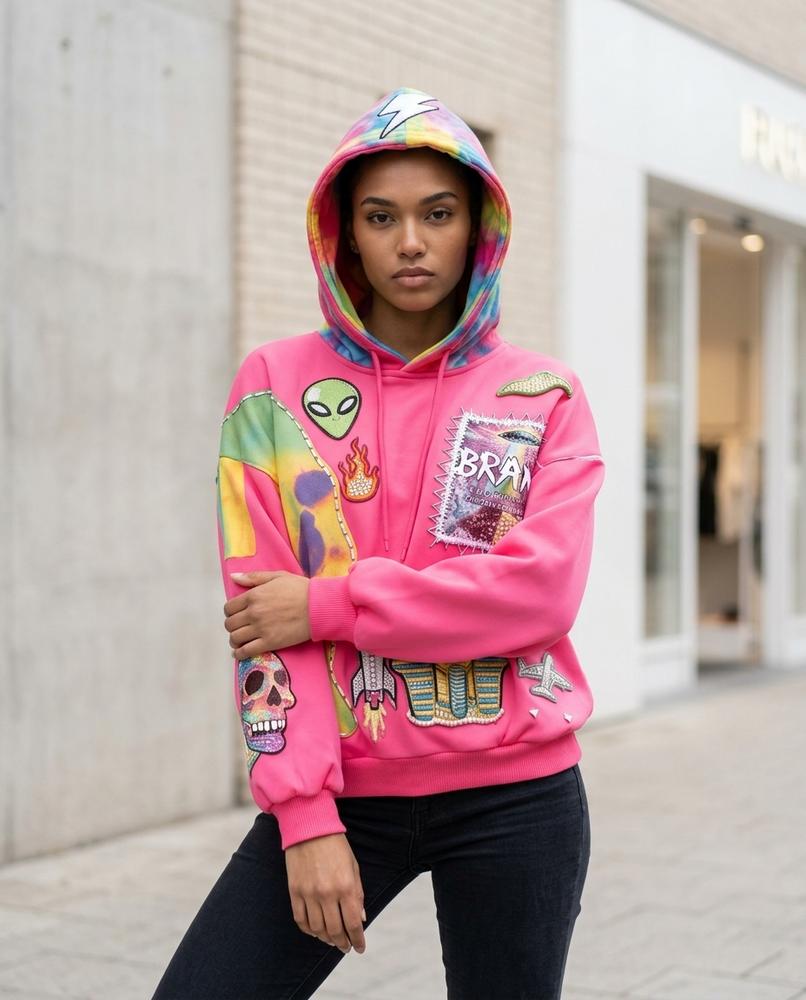 Statement Street - Tivin | Verzierter Mehrfarbiger Hoodie Unisex
