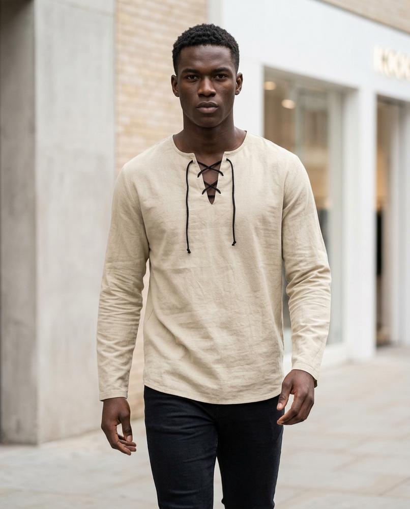 Statement Street - Ronal | Geschnürtes Langärmliges Shirt Herren