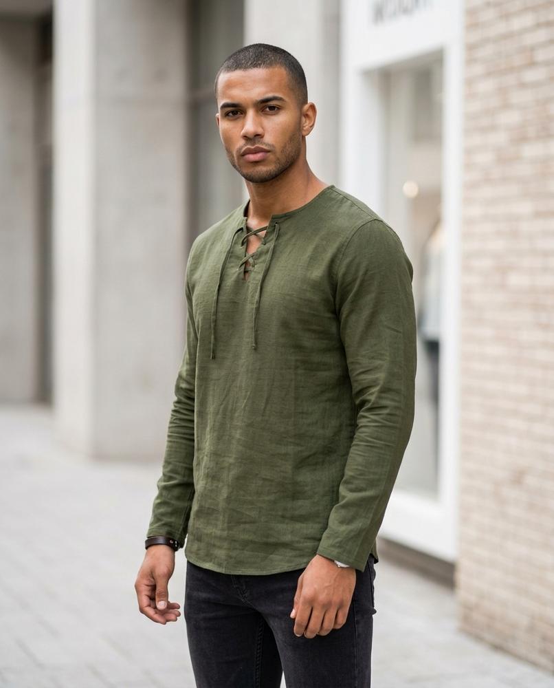 Statement Street - Ronal | Geschnürtes Langärmliges Shirt Herren