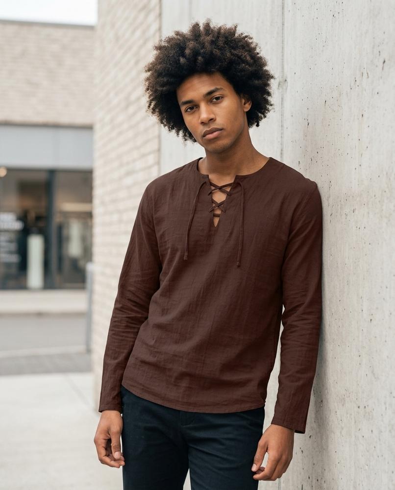 Statement Street - Ronal | Geschnürtes Langärmliges Shirt Herren