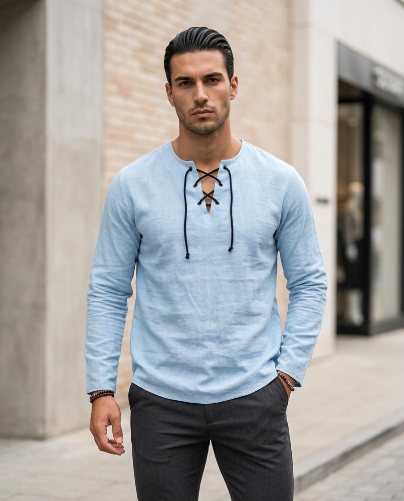 Statement Street - Ronal | Geschnürtes Langärmliges Shirt Herren