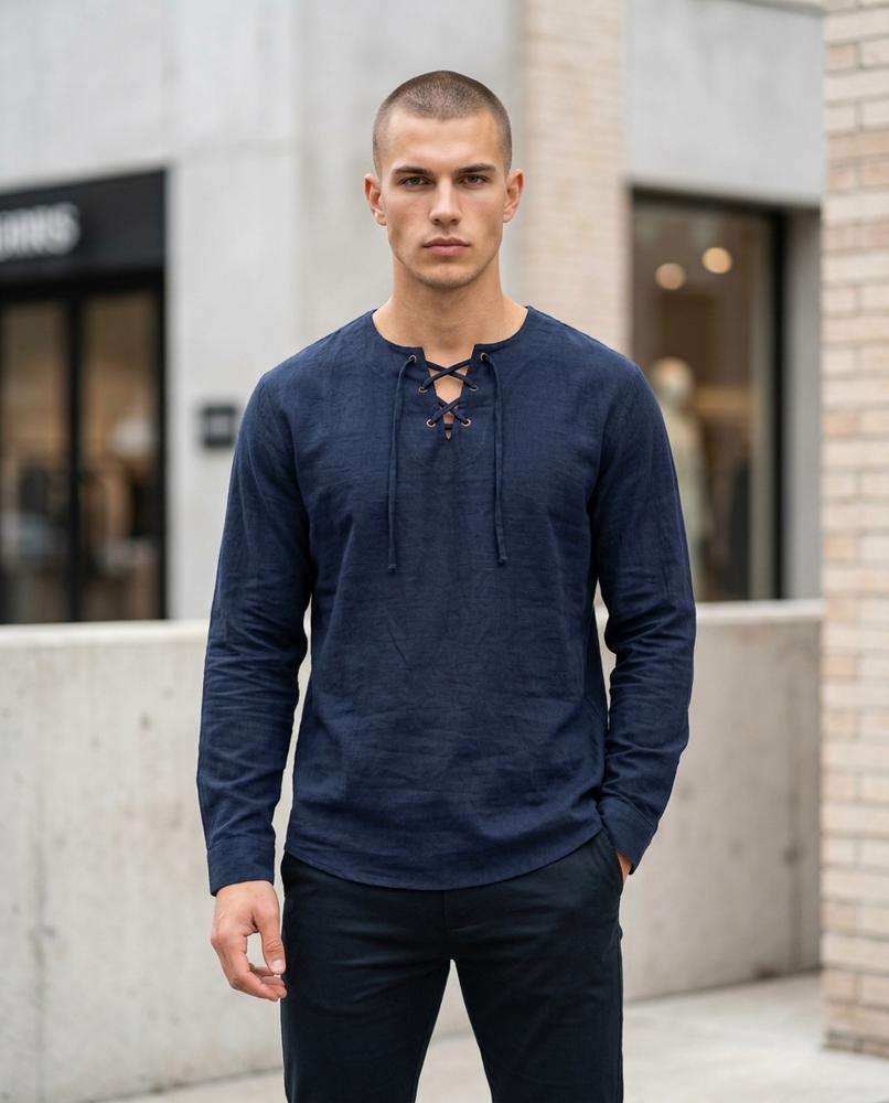 Statement Street - Ronal | Geschnürtes Langärmliges Shirt Herren