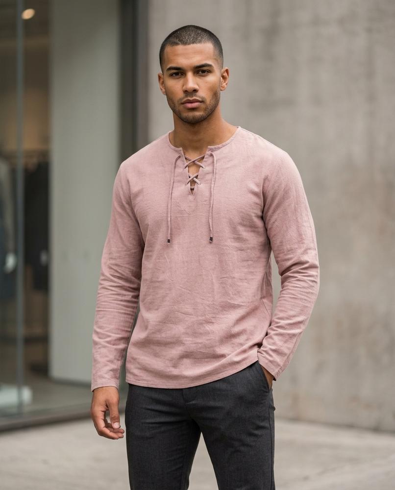 Statement Street - Ronal | Geschnürtes Langärmliges Shirt Herren