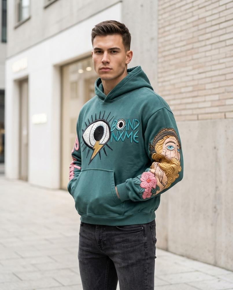 Statement Street - Alnav | Mehrfarbig Bestickt Hoodie Unisex