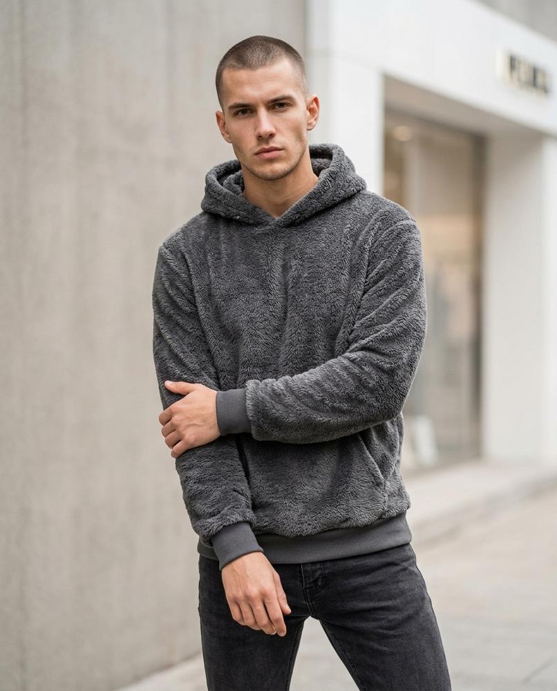 Statement Street - Caron | Plüschiger Warmer Hoodie Herren