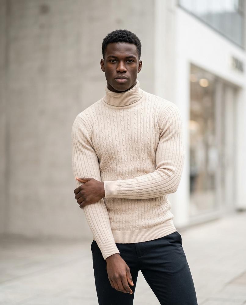Statement Street - Tilin | Strukturierter Figurbetonter Rollkragenpullover Herren