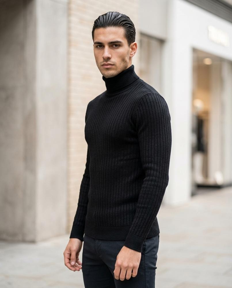 Statement Street - Tilin | Strukturierter Figurbetonter Rollkragenpullover Herren
