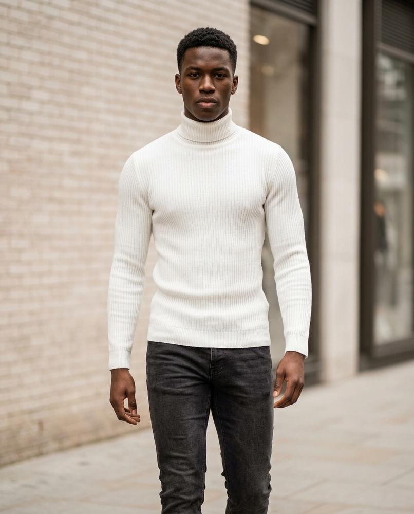 Statement Street - Tilin | Strukturierter Figurbetonter Rollkragenpullover Herren