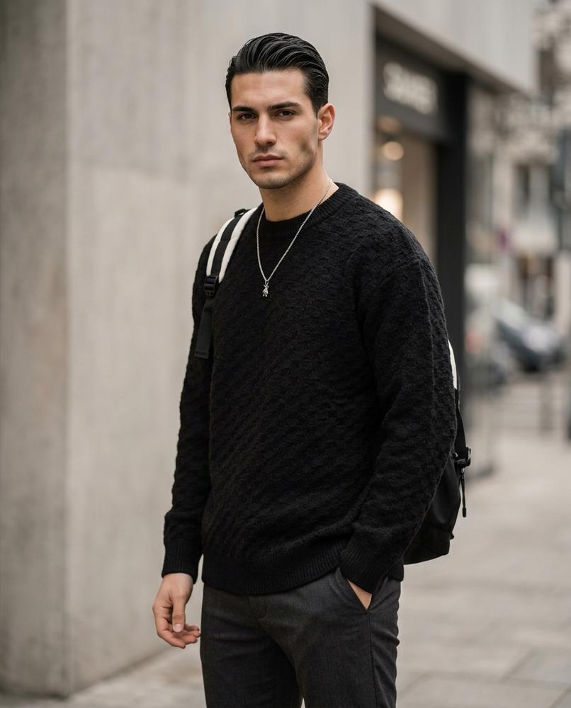 Statement Street - Zesan | Strukturiert Rundhals Pullover Herren