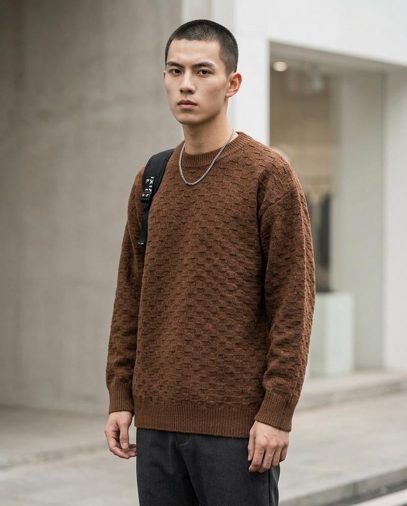 Statement Street - Zesan | Strukturiert Rundhals Pullover Herren