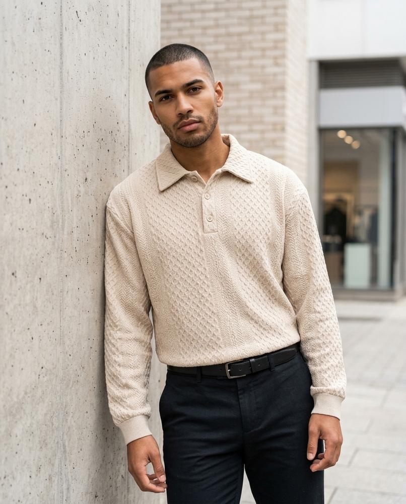 Statement Street - Nihal | Strukturierter Polo Pullover Herren