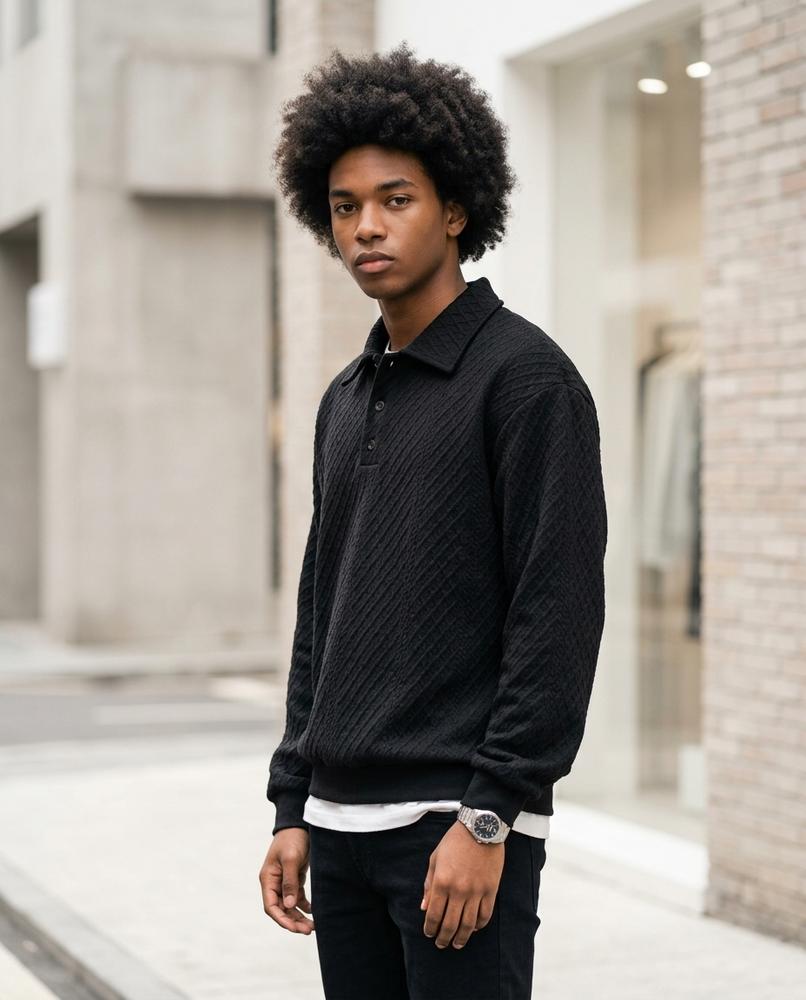 Statement Street - Nihal | Strukturierter Polo Pullover Herren
