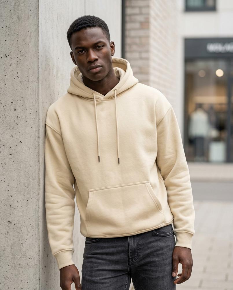 Statement Street - Saren | Unifarbener Gefütterter Hoodie Herren