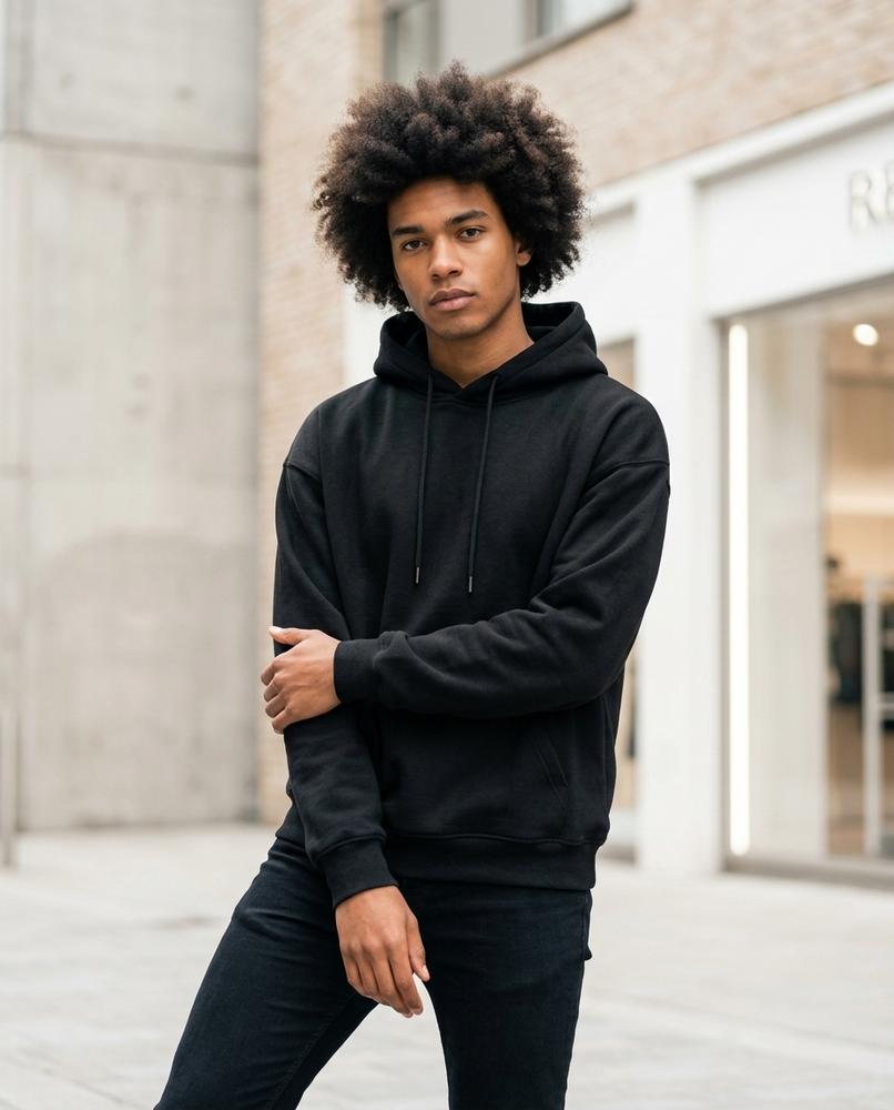 Statement Street - Saren | Unifarbener Gefütterter Hoodie Herren