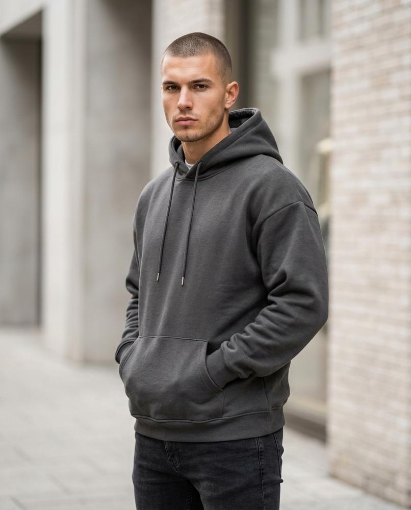 Statement Street - Saren | Unifarbener Gefütterter Hoodie Herren