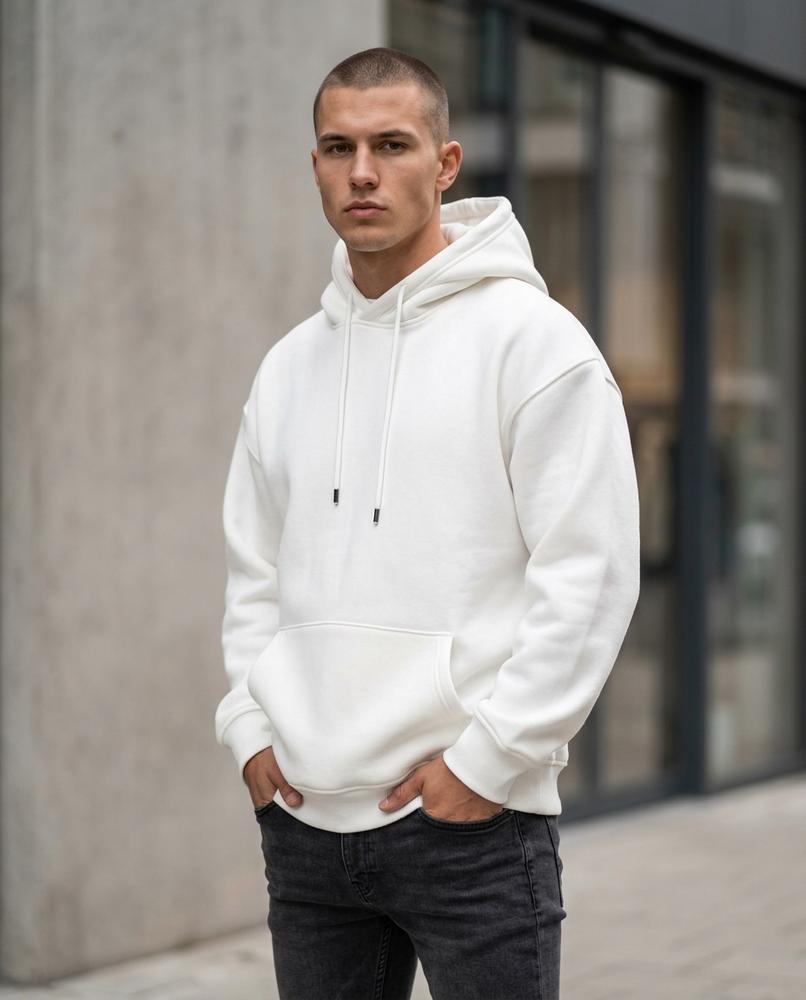 Statement Street - Saren | Unifarbener Gefütterter Hoodie Herren