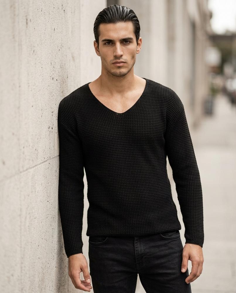 Statement Street - Lylev | Strukturierter Langärmliger Pullover Herren