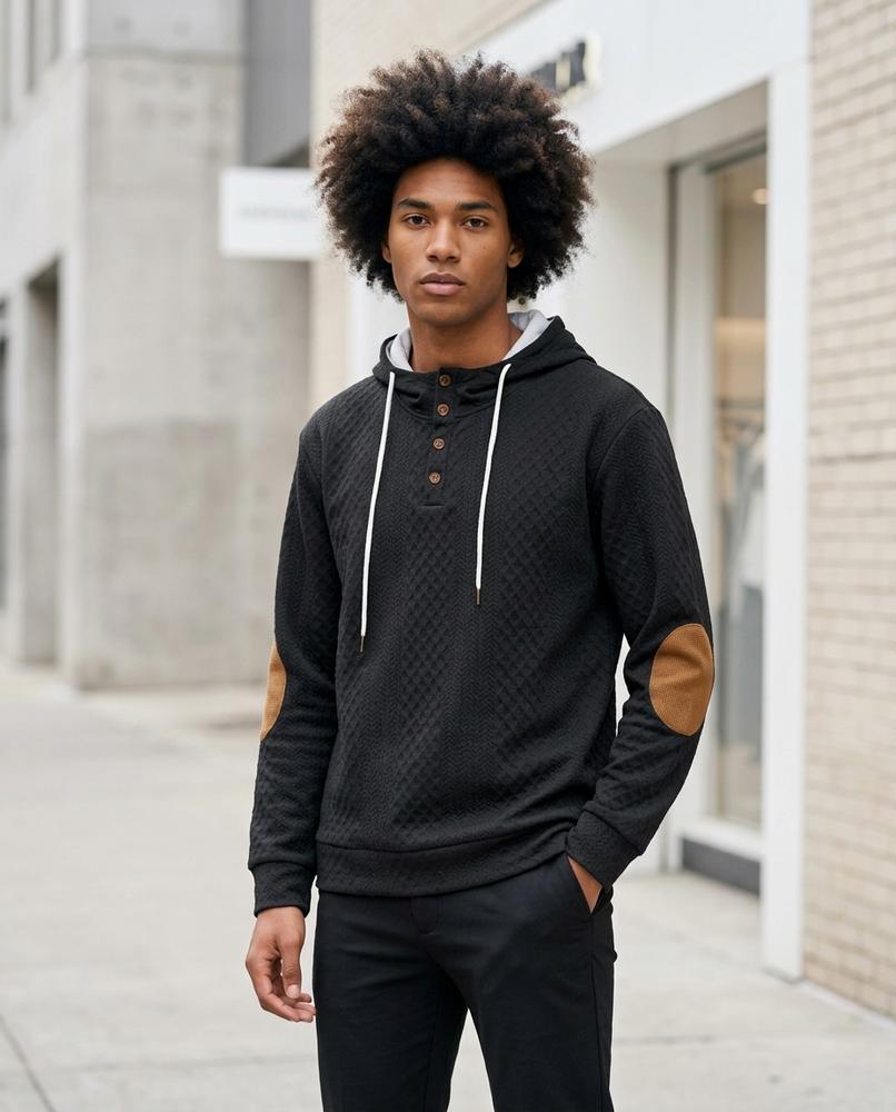 Statement Street - Taron | Strukturiert Geknöpft Hoodie Herren