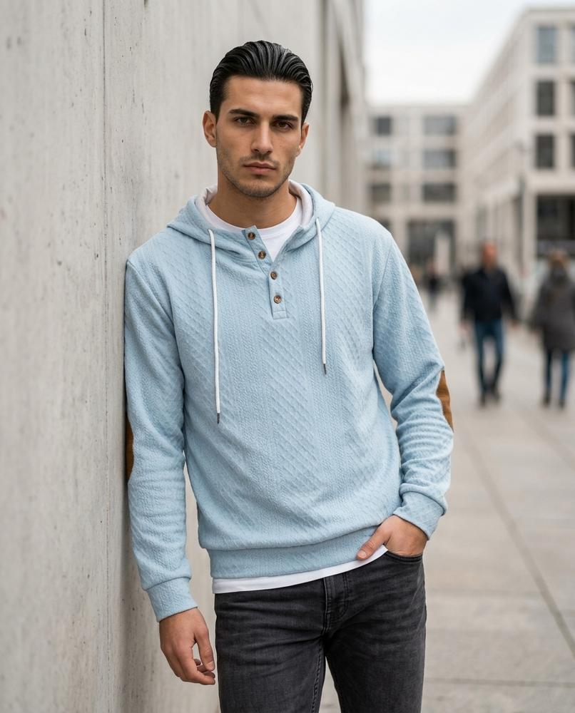 Statement Street - Taron | Strukturiert Geknöpft Hoodie Herren