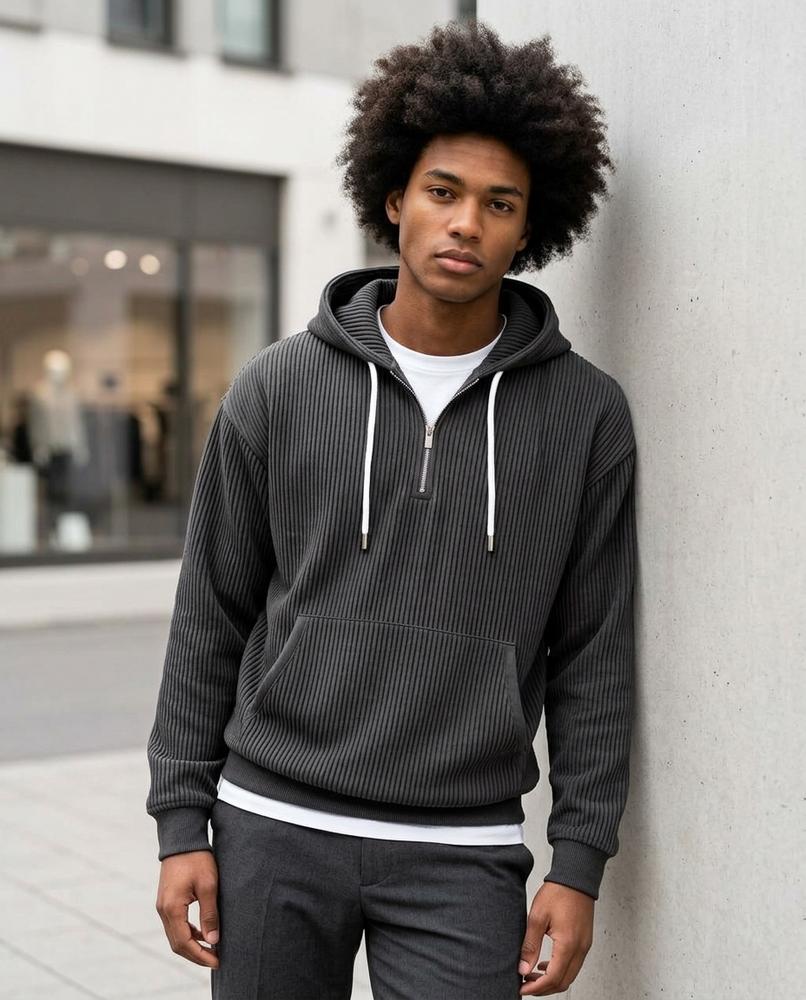 Statement Street - Lesan | Gerippter Langärmliger Hoodie Herren