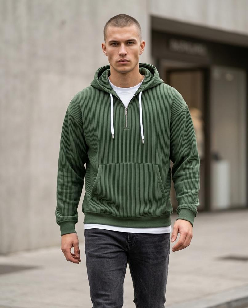 Statement Street - Lesan | Gerippter Langärmliger Hoodie Herren