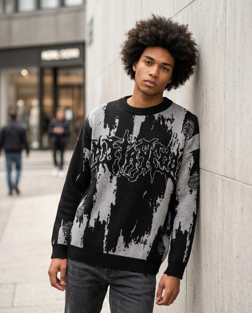 Statement Street - Cavin | Grafischer Locker Geschnittener Pullover Unisex