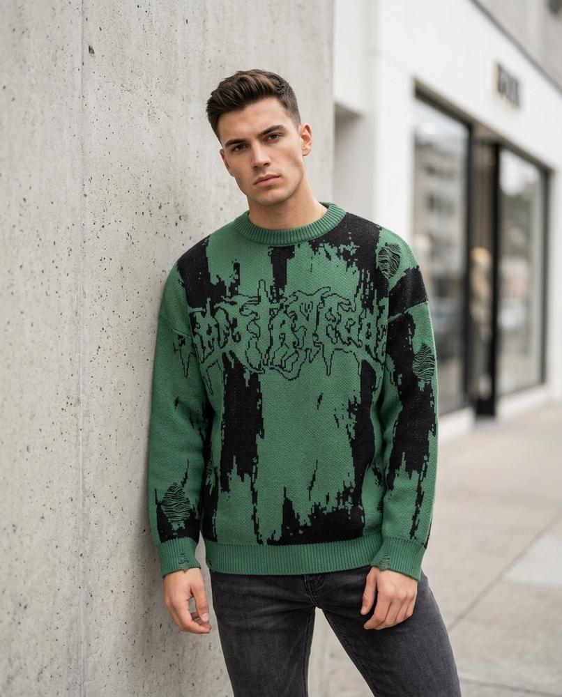 Statement Street - Cavin | Grafischer Locker Geschnittener Pullover Unisex