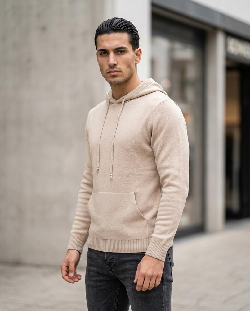 Statement Street - Nelan | Unifarbener Gestrickter Hoodie Herren