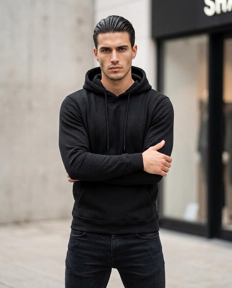 Statement Street - Nelan | Unifarbener Gestrickter Hoodie Herren