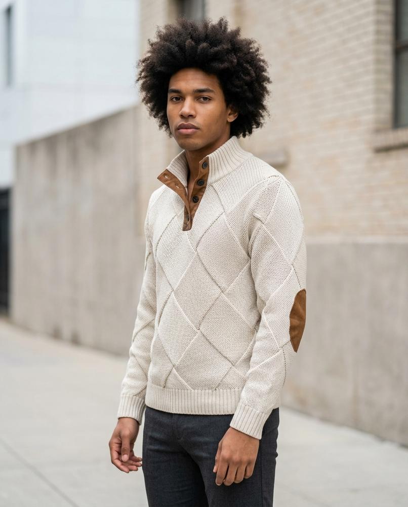 Statement Street - Selin | Strukturiert Geknöpft Pullover Herren