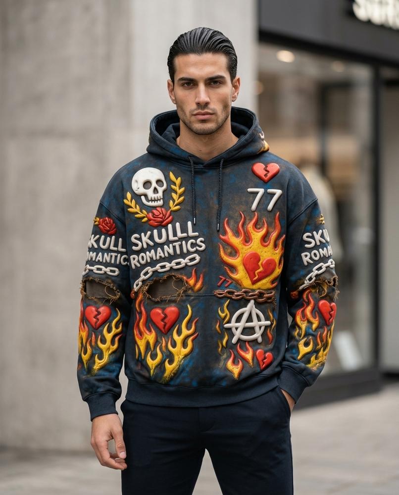 Statement Street - Semer | Appliziert Aufgerissen Hoodie Unisex