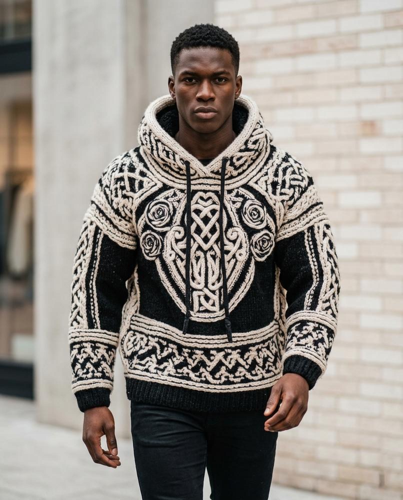 Statement Street - Ramir | Grobgestrickt Gemustert Hoodie Herren