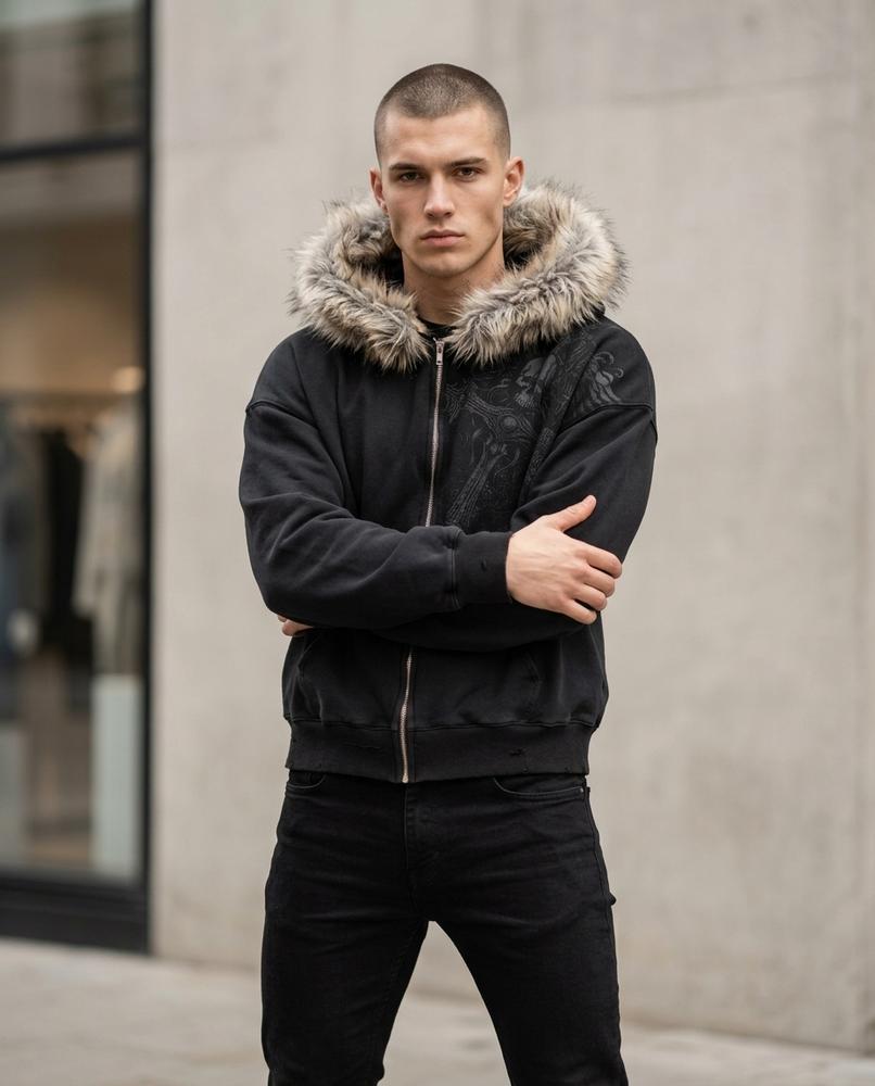 Statement Street - Mitor | Fellbesetzt Bedruckt Hoodie Herren
