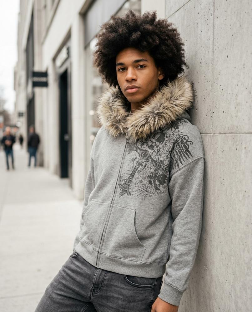 Statement Street - Mitor | Fellbesetzt Bedruckt Hoodie Herren