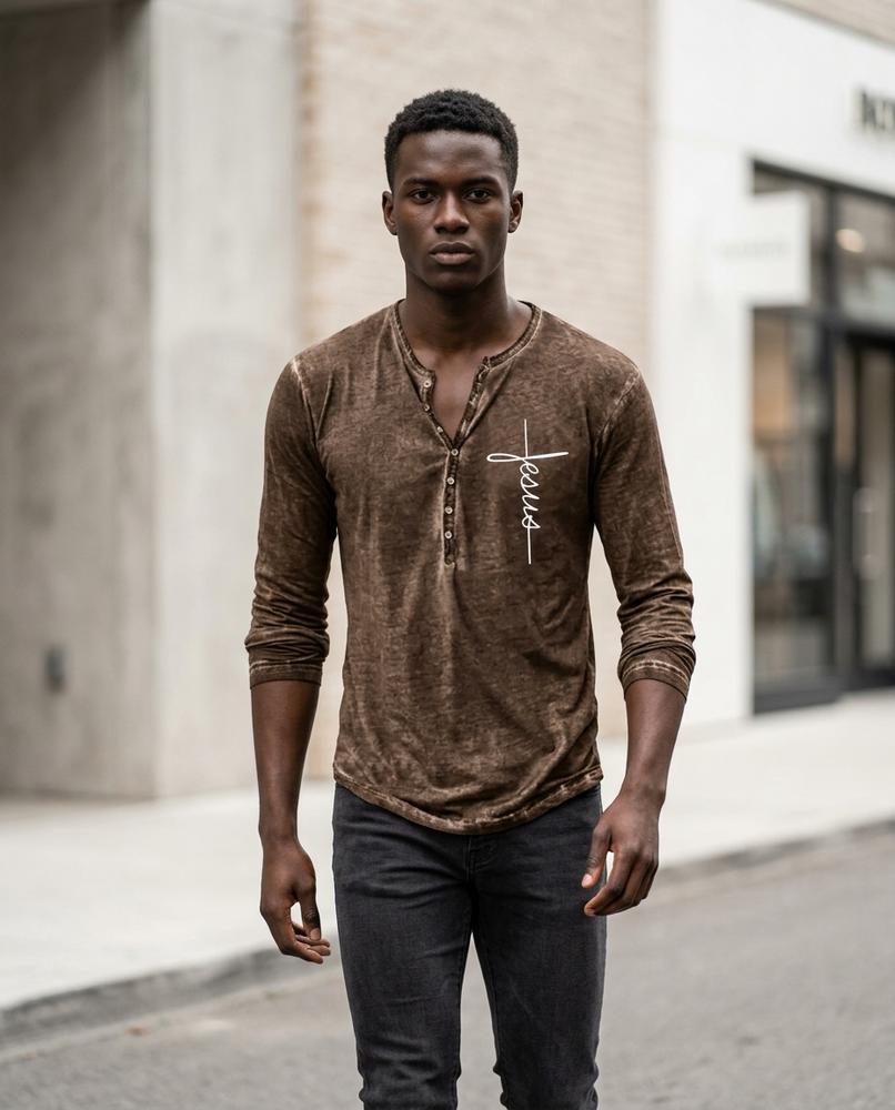 Statement Street - Zeven | Langärmliges Gewaschenes Shirt Herren