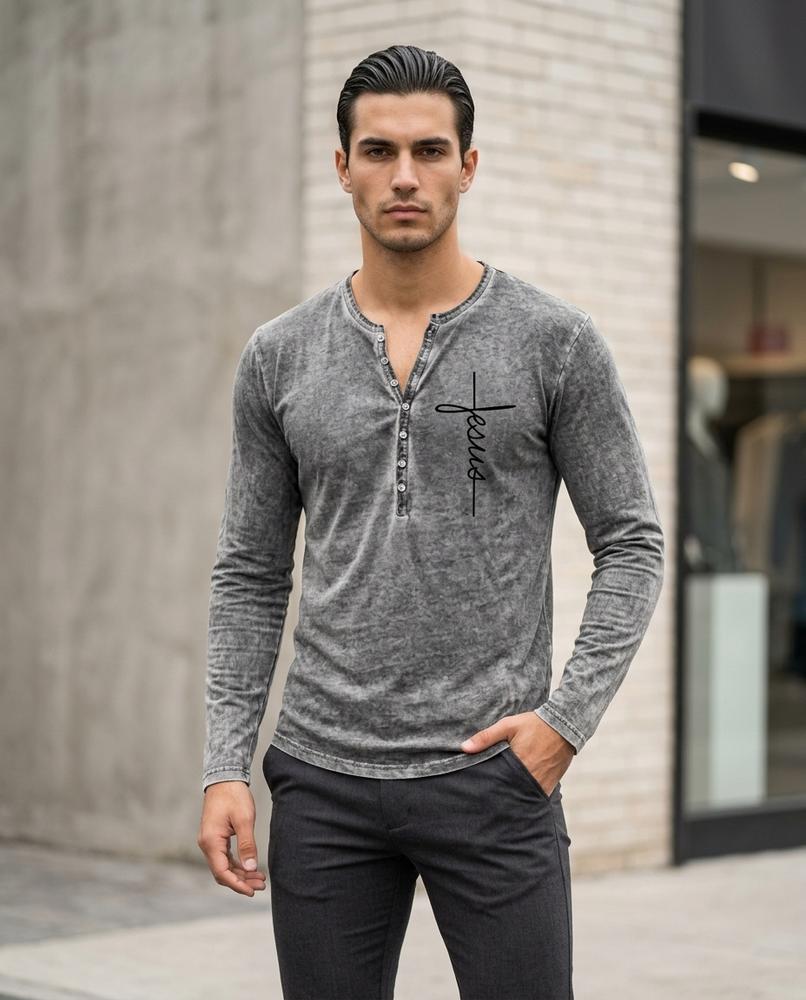 Statement Street - Zeven | Langärmliges Gewaschenes Shirt Herren