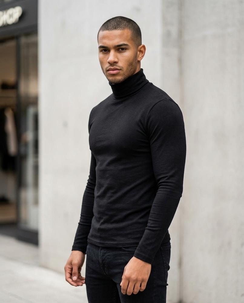 Statement Street - Vedar | Langärmliger Figurbetonter Rollkragenpullover Herren