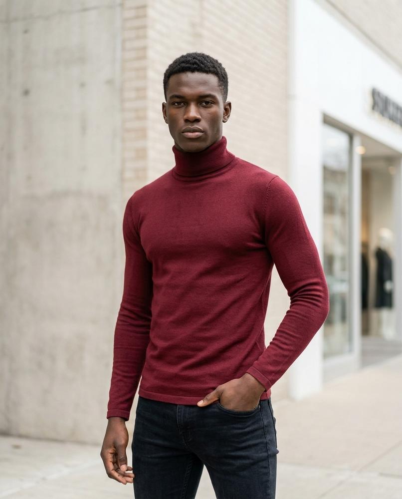 Statement Street - Vedar | Langärmliger Figurbetonter Rollkragenpullover Herren