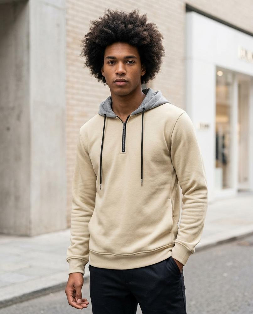 Statement Street - Ellom | Hochschließender Kontrastfarbener Hoodie Herren