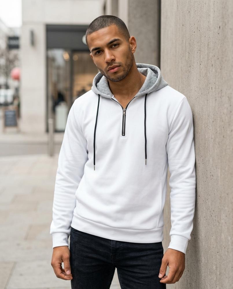 Statement Street - Ellom | Hochschließender Kontrastfarbener Hoodie Herren